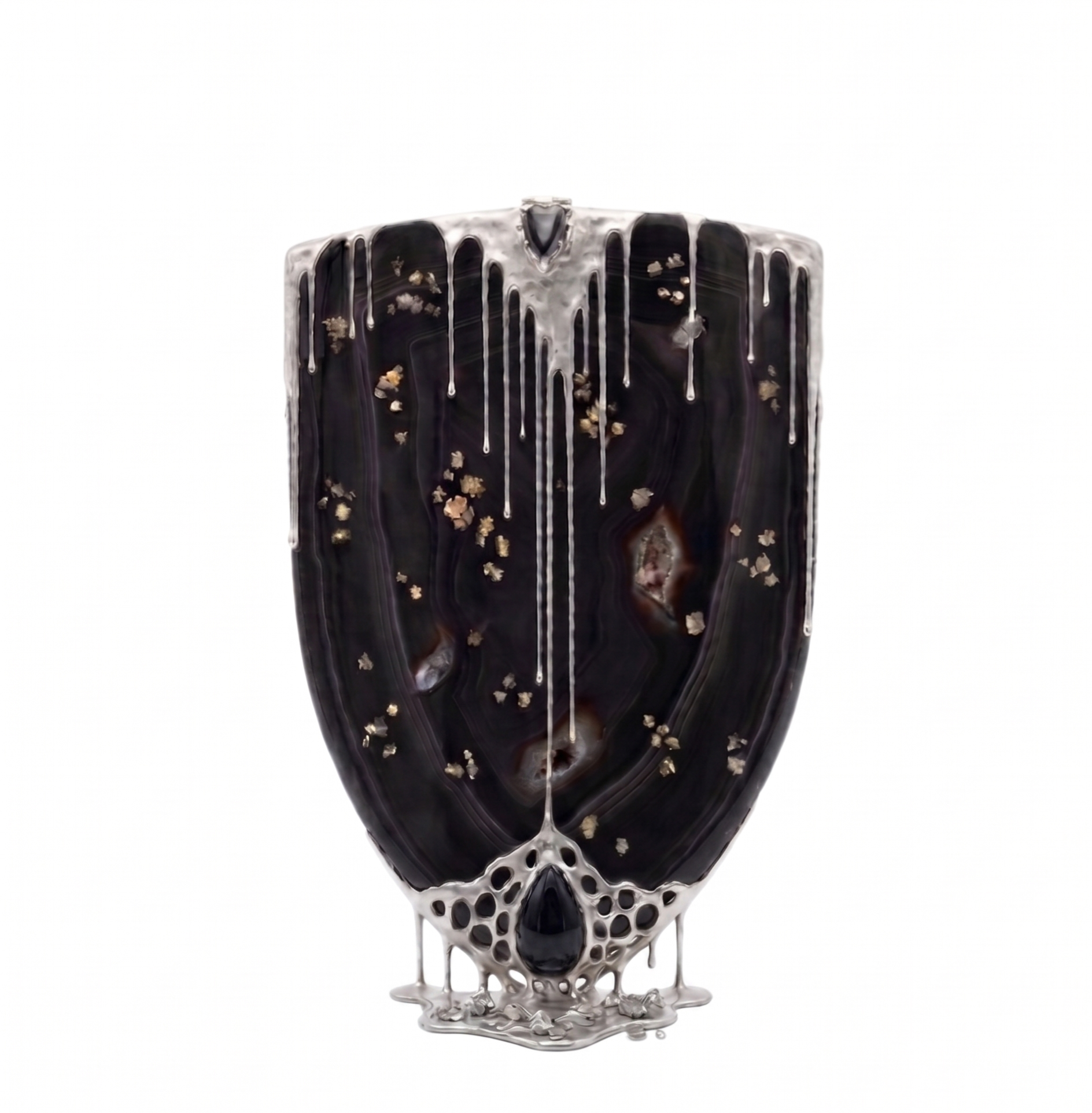 Silver Black Tourmaline Crystal Power
